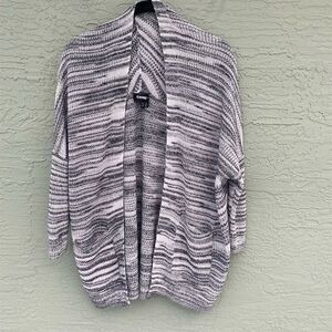 Express Women's Black & White Striped Open Front Cardigan Sweater Size M